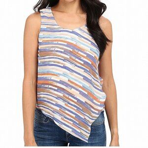 NIC+ZOE Multicolor Painted Ombre Sleeveless Asymmetrical Top